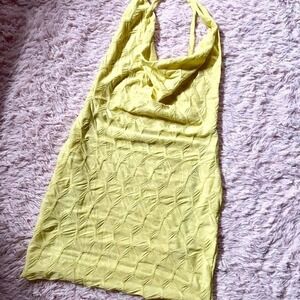 Butter Yellow Vintage Y2K Flirty Festival Rave Backless Scoop Halter Mini Dress